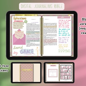 Digital Journaling Bible in Pink Green/ Spiral Digital Bible /Devotional/SOAP/ Old Testament/ New Testament/ Scripture / BSB