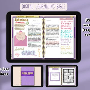 Digital Journaling Bible in Purple/ Spiral Digital Bible /Devotional/SOAP/ Old Testament/ New Testament/ Scripture / BSB