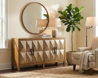 Handmade Rustic Sideboard Cabinet, Solid Wood Buffet Cabinet, Modern Rustic Credenza, Entryway Storage Cabinet, Dining Room Console