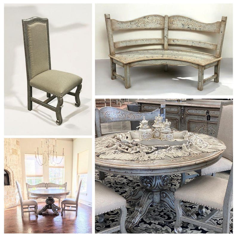 Rustic Round Wood Dining Table 60 diam: Handcrafted Farmhouse Pedestal Dining Kitchen table image 11