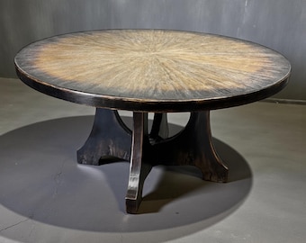 Round Pedestal Dining Table 60” – Solid Wood Handmade Table | Seats 6–8 | Custom Finish Options | Rustic or Modern