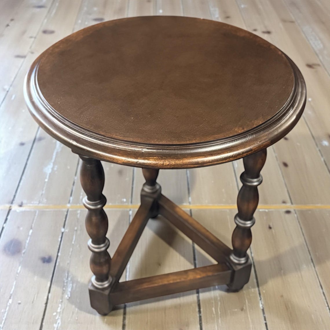 Round Wood Accent Table 26” | Solid Wood Side Table | Rustic End Table ...