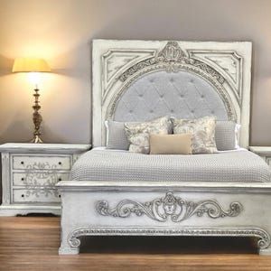Solid Wood King Size Bed frame| Handmade Rustic Bed Frame | Traditional Master Bed | High-End Bedroom Furniture