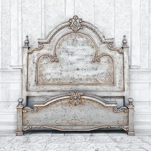 Solid Wood handmade King Bed, Unique Master bedroom decor, Rustic Gray Bed|Hand painted Bed|French country style furniture|Custom made