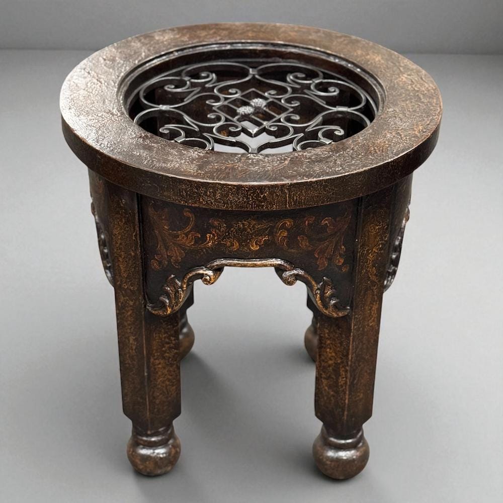 Rustic Iron Side Table Wrought Iron & Wood Side Table With Glass Top: Handcrafted Rustic ...