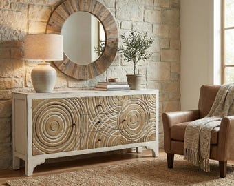 Rustic Wood Sideboard Cabinet, Modern Farmhouse Storage Cabinet, Handcrafted Buffet, Dining Room Entryway Console