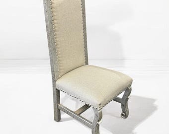 Upholstered Dining Chair, Solid Wood Dining Chair, High Back Dining Chair, Nailhead Trim Chair, Rustic Farmhouse Kitchen Chair