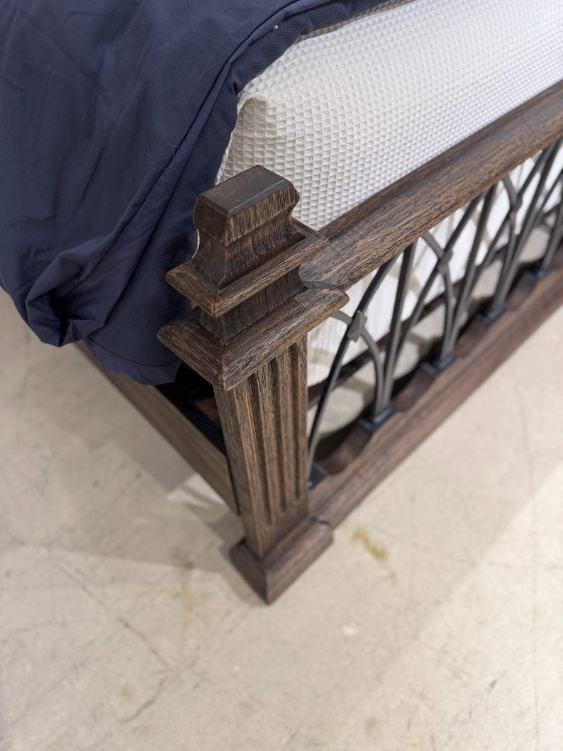 Rustic Gothic Wrought Iron & Wood Bed – Handcrafted Luxury King Frame ...