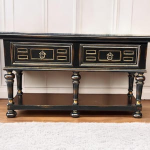 Solid Wood Console Table with Drawers | Black Entryway Table | Sofa Table with Storage | Rustic Hallway Table | Handmade Furniture