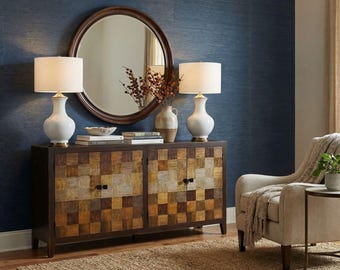 Hand Painted Wood Buffet, Rustic Sideboard Cabinet, Farmhouse Storage Cabinet, Wood Credenza, Modern Rustic Buffet, Handmade Furniture