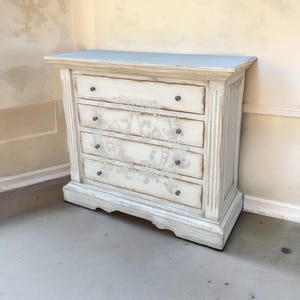Elegant Handcrafted Wooden Dresser in Soft White - Vintage Home Decor with Rustic Appeal , high end furniture