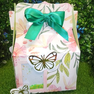 Flower and butterfly theme box, clear shaker, box template, svg or studio digital file, gift box, cricut and silhouette, box for candy bar