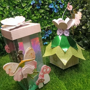 Modello di scatola del kit delle fate, scatola del kit, con tutorial video, modello di scatola della vetrina, modello digitale delle fate, file di taglio per Silhouette e Cricut