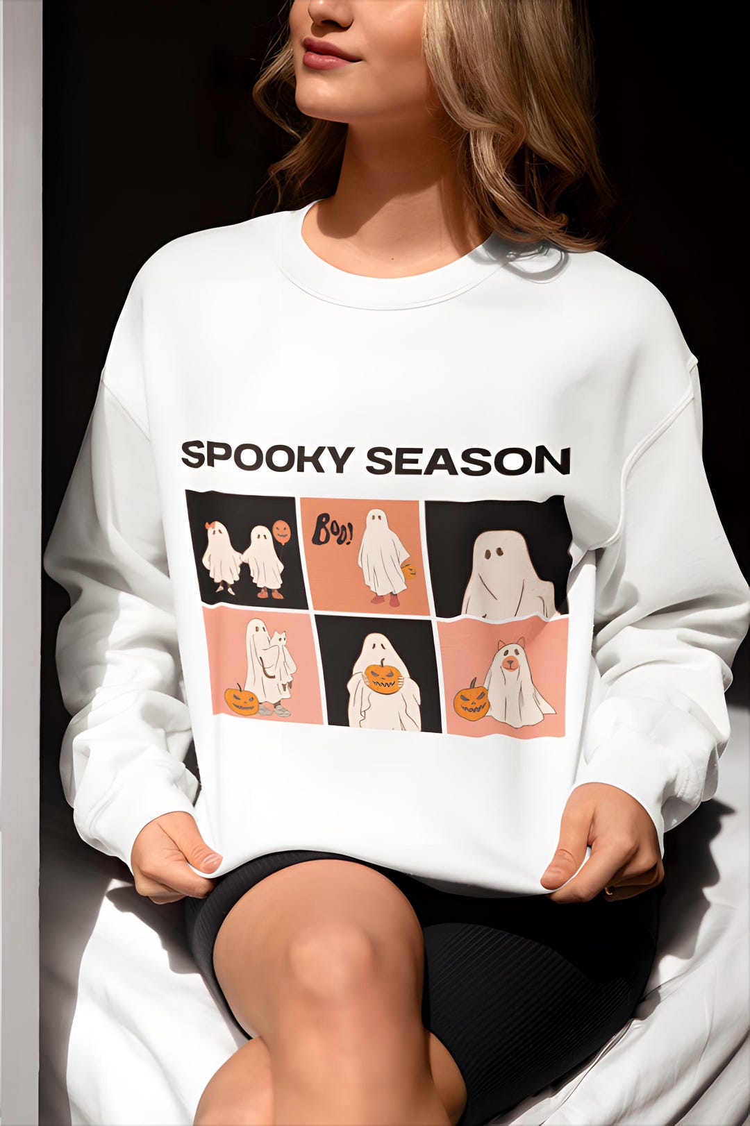 Halloween Ghost Sequin Loose Casual Sweatshirt