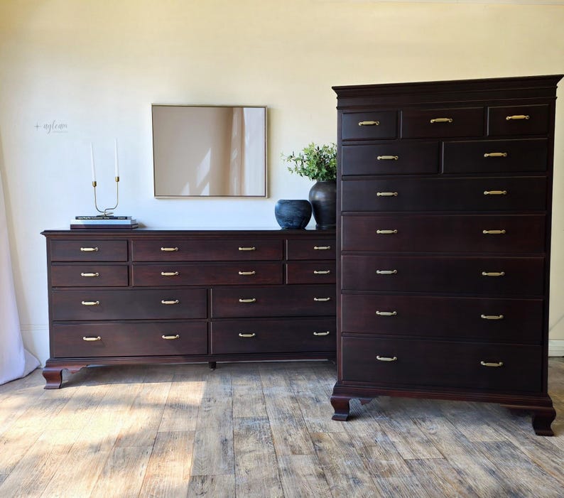 Vintage Henredon Dresser & Tallboy Set | Solid Wood | Refinished in ...