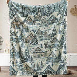 Christmas Blanket, Christmas Village, Christmas Blanket, Blanket with Christmas Tree, Christmas Gift, Trendy Blanket