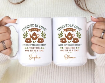 Personalized Couple Mug, Gifts for Tea Lovers, Aniversary Tea Cup