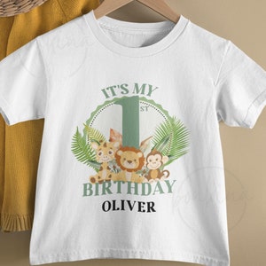 Personalized Safari First Birthday T-shirt, Baby Boy First Birthday Shirt, 1st Birthday Outfit, Family Birthday Shirts, First Birthday Tee
