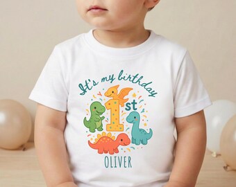 Personalized Dinosaur Birthday Shirt, One Year Old Birthday Gift, Matching Family Outfit