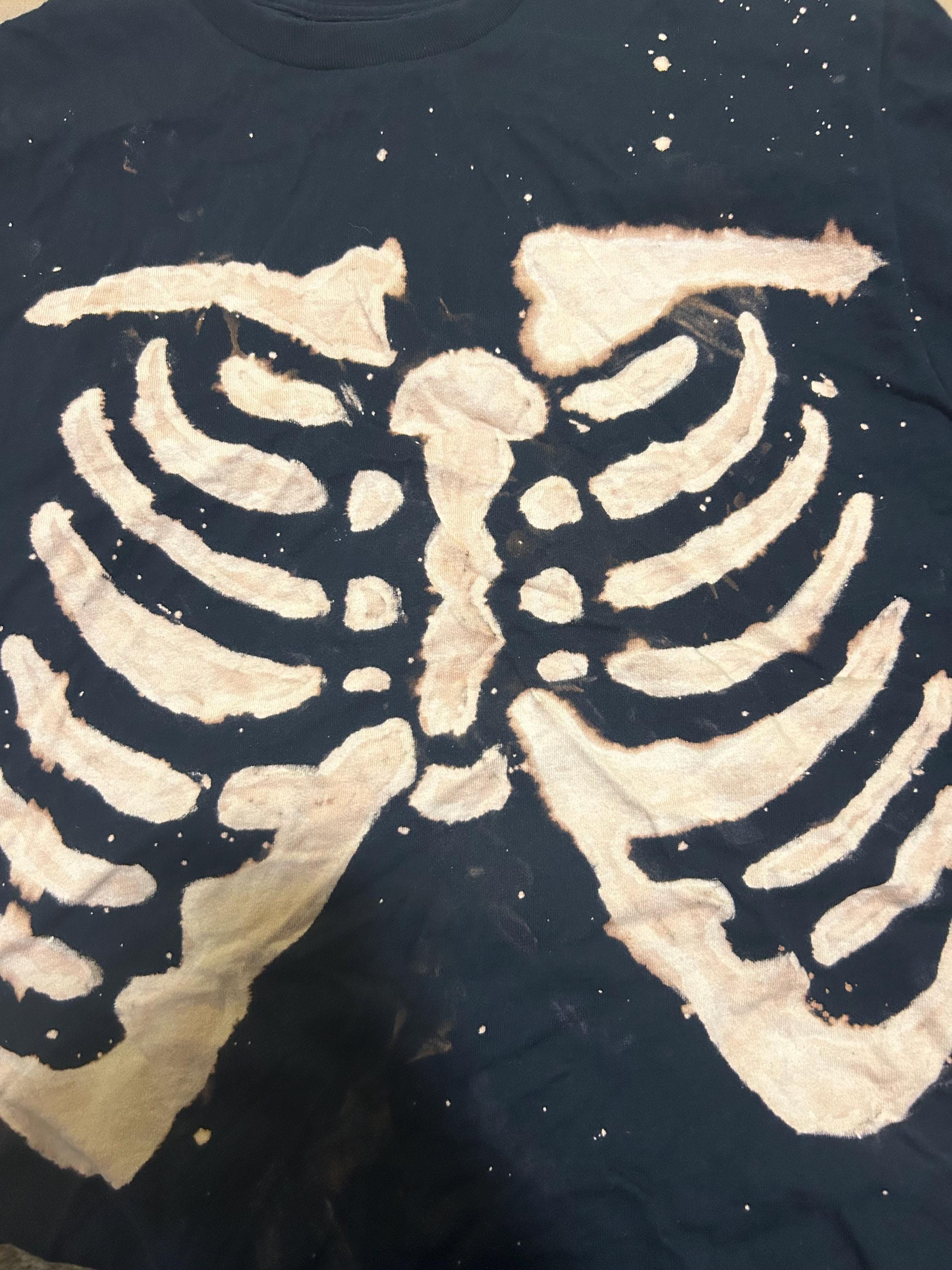 Ribcage Bleach Dyed Black T-shirt - Etsy