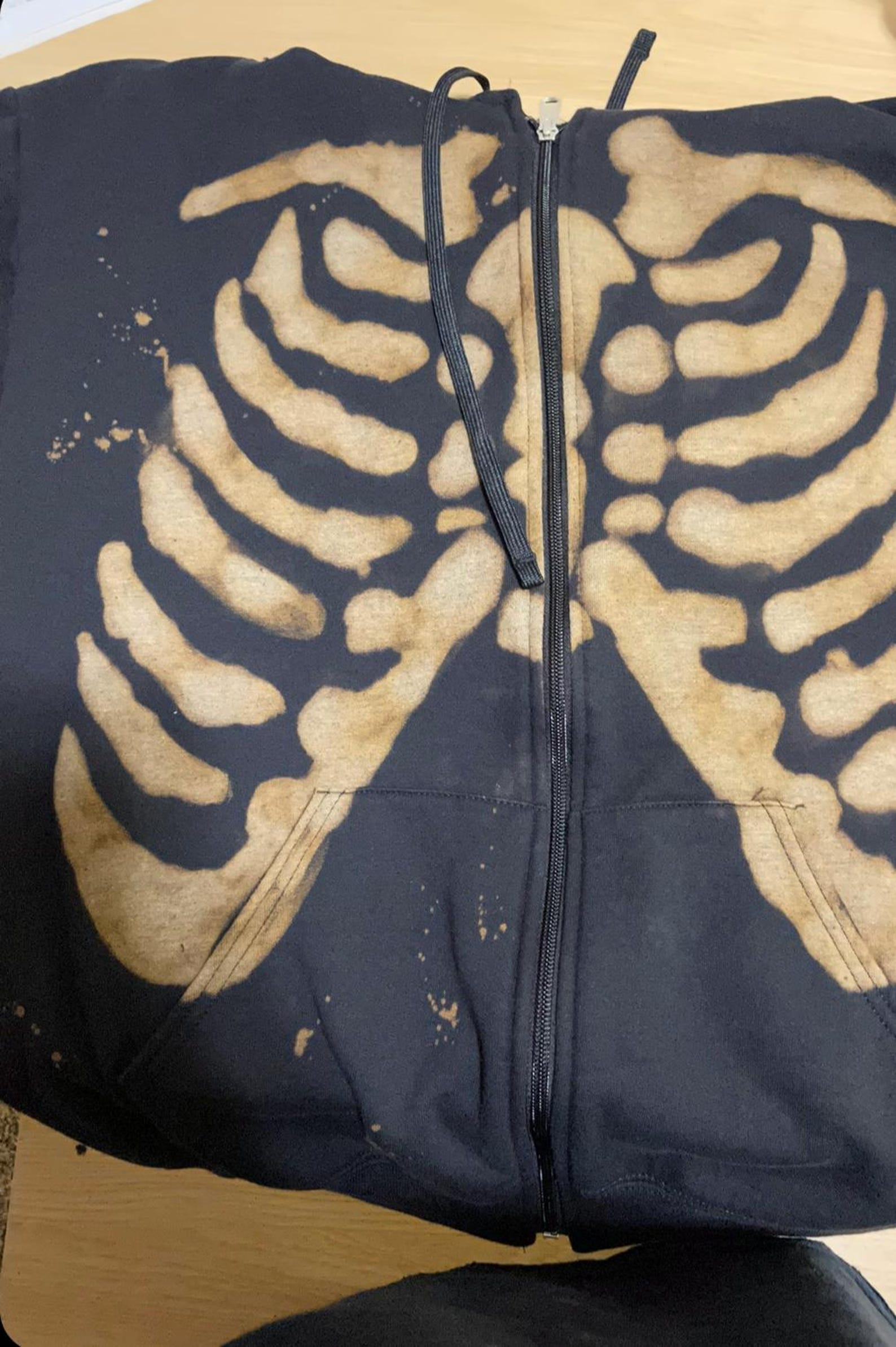 Ribcage Bleach Dyed Black T-shirt - Etsy