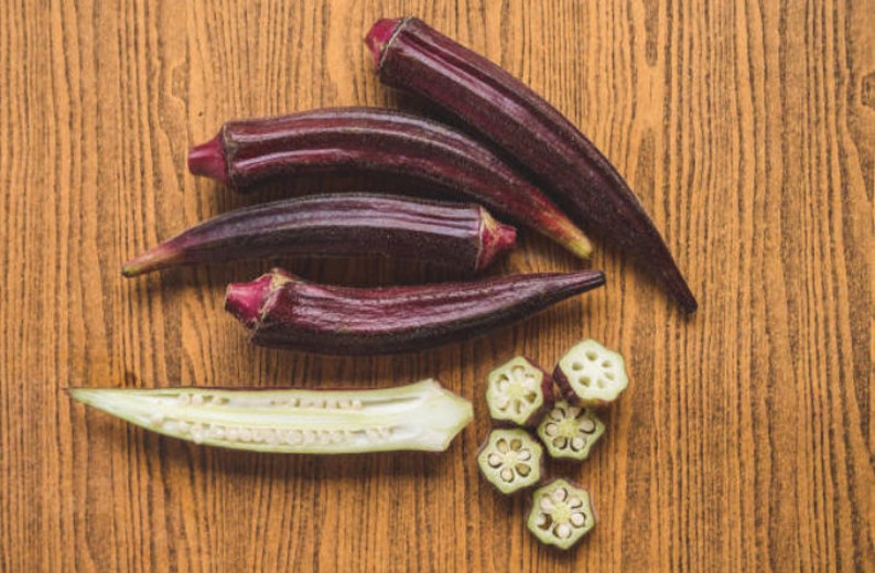 Heirloom Okra Red Burgundy Seeds Vegetable Garden Organic Seed Etsy