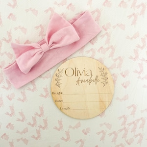 Engraved Baby Name Sign, Newborn Photo Prop, Wooden Name Sign, Modern Birth Announcement, Baby Stat Plaque, Name Announcent for Hospital