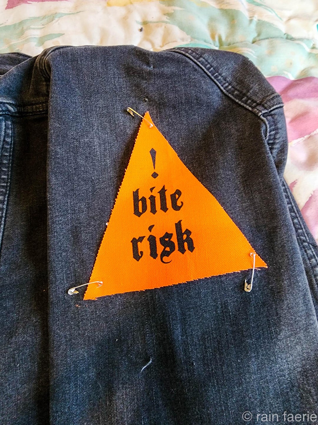 Bite Risk Sew on Patch | Orange Triangle | Warning - Etsy