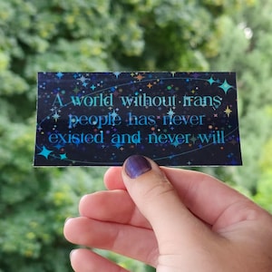 holographic trans rights sticker | lgbtq+ activist art