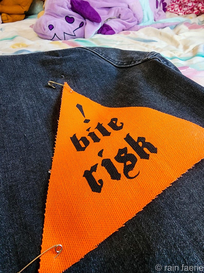 Bite Risk Sew on Patch | Orange Triangle | Warning - Etsy