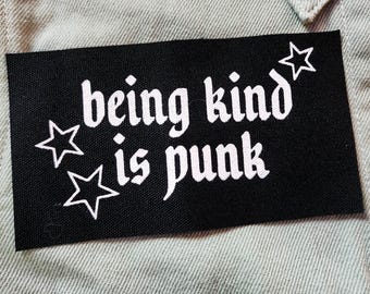 being kind is punk sew on patch | diy punk fashion accessory | stars