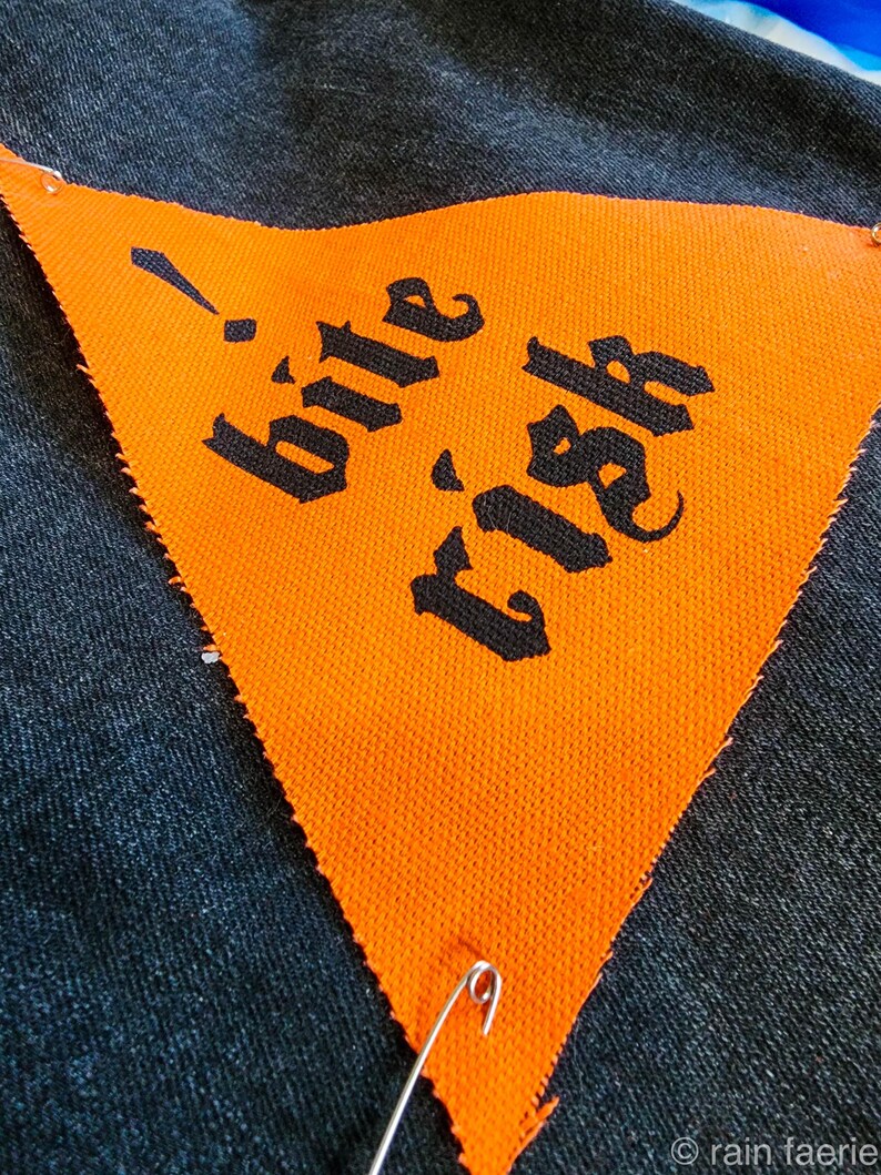 Bite Risk Sew on Patch | Orange Triangle | Warning - Etsy