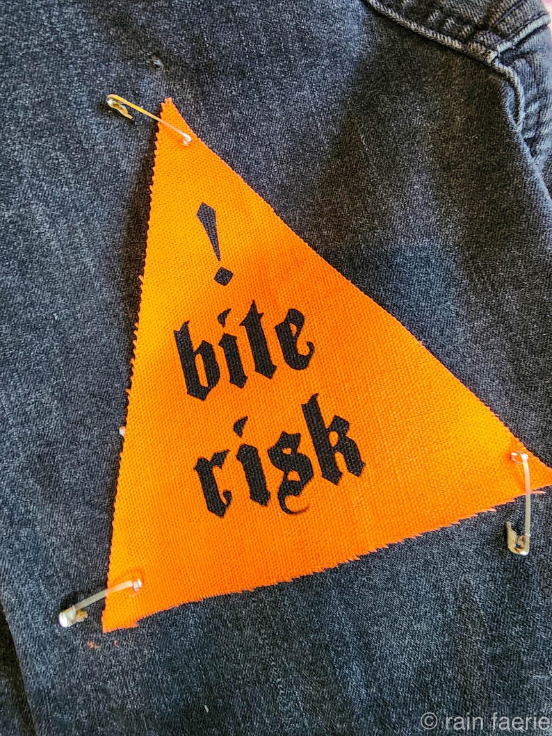 Bite Risk Sew on Patch | Orange Triangle | Warning - Etsy