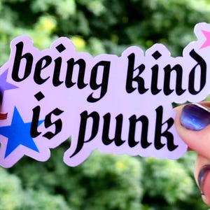 being kind is punk sticker | pink with stars