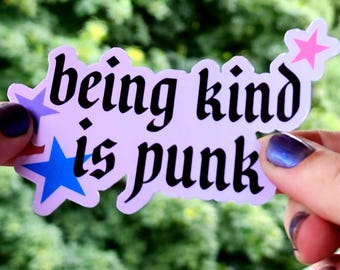 being kind is punk sticker | pink with stars