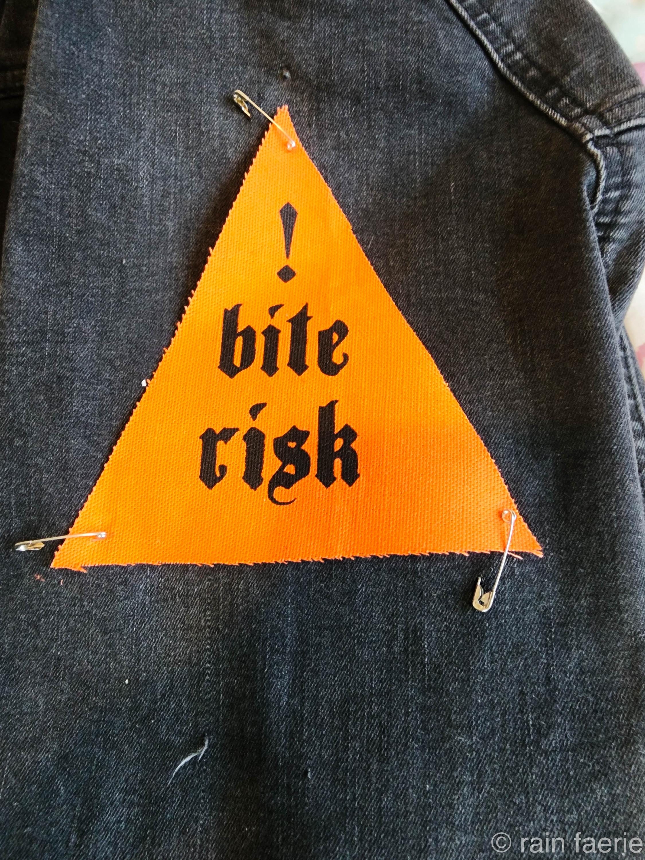Bite Risk Sew on Patch | Orange Triangle | Warning - Etsy