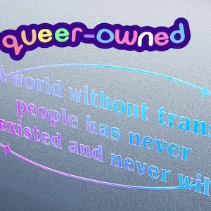 Pegatina holográfica para parachoques con los derechos de las personas transgénero/calcomanía de vinilo queer