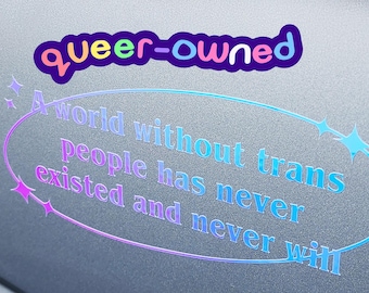 Adesivo holográfico para carros com temática transgênero | adesivo de vinil queer