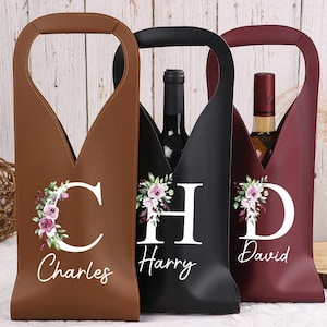 Custom Name Wine Bag,Christmas Wine Bag,Leather Wine Bag,Wine Bag Leather,Wine Gift Bag,Leather Bottle Case,Monogrammed Wine Bag,Wine Caddy