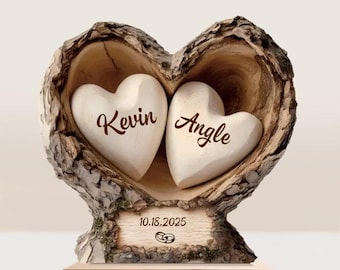Houten valentijnscadeau, verjaardagscadeau paren, gepersonaliseerd trouwbord, bord trouwdatum, liefdesnestdecoratie, gepersonaliseerde plaquette voor koppels