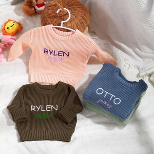 Baby sweater name,custome baby gift,Baby Girl Sweater,Baby Boy Sweater,Girls&#39; knit tops,Baby First Birthday,Kids&#39; cozy pullover,Toddler Gift