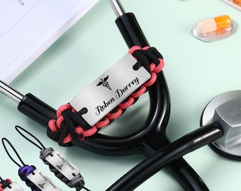 Stethoscope Name Tag,stethoscope ID charm,stethoscope id tag,stethoscope ring,medical field gift,stethoscope tag,med school gift,nurse gift