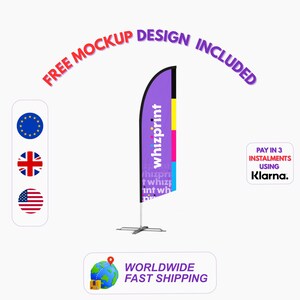 Custom Printed Feather Flag With Cross Base | Heavy Duty, Waterproof, Fire Retardant, Branded Flag for Outdoor Events