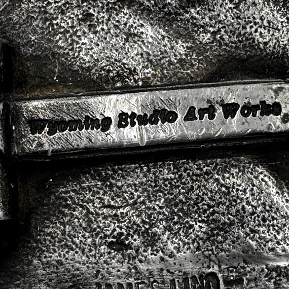 Vintage 1975 Orvis James Lind Wyoming Studio Art Works Trout Fish Belt Buckle View 4