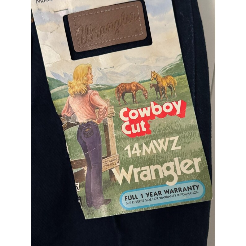 Jean Wrangler vintage 14 MWZ coupe cowboy fuselé bleu indigo TN-O image 2