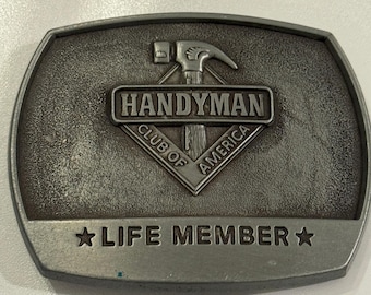Handyman Club of America membre à vie boucle de ceinture vintage 1996 finition étain