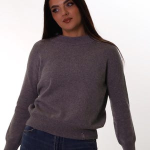 Women Autumn Sweater, Gray Cashmere Cotton Sweater XS–S / Basic Knit Pullover