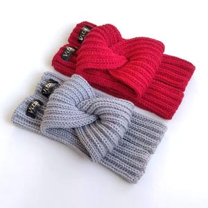 Merino Knit Headband with Mittens, Twist Style, Cashmere Turban, Chunky Hairband, Winter Accessories, Women&#39;s