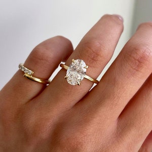 3 Carat Oval Cut Lab Grown Diamond Ring in 14K Solid Yellow Gold | Classic Solitaire Engagement Ring | Stunning 3 Carat Diamond ring