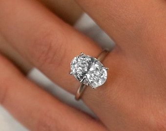 Oval Lab Grown Diamond Hidden Halo Ring, 1 to 3 CT Oval Diamond Engagement Ring, Wedding Ring, Lab Created Diamond Ring, Anniversary Gift